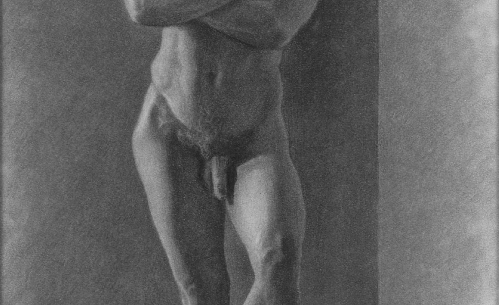 Nude Man Posing Before Column- Robinson, Theodore